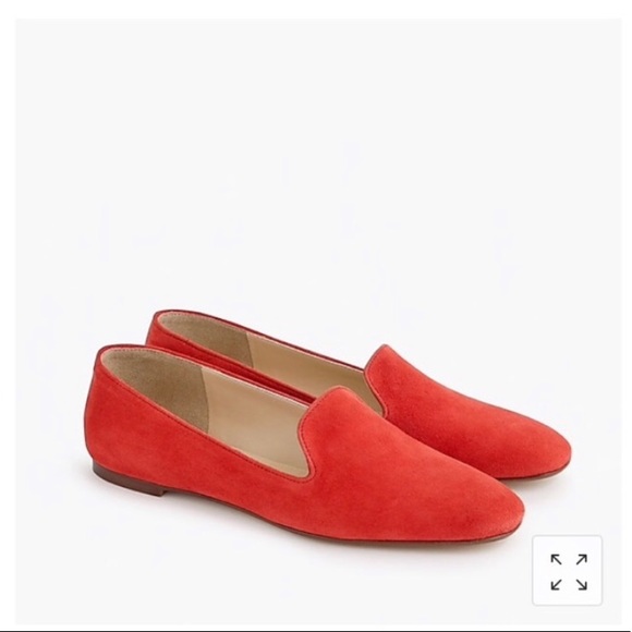 J.Crew Suede Smoking Slipper Loafer Fiery Sunset RED 6.5 6H NIB New - Picture 1 of 10